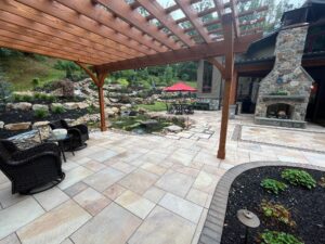 Beautiful outdoor backyard constructed by River Valley Landscapes
